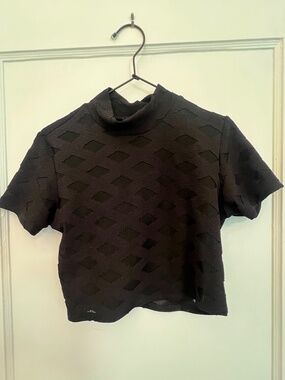 The Pretty Cult Sheer Geometric Crop Top Short Sleeve Sz Medium Goth